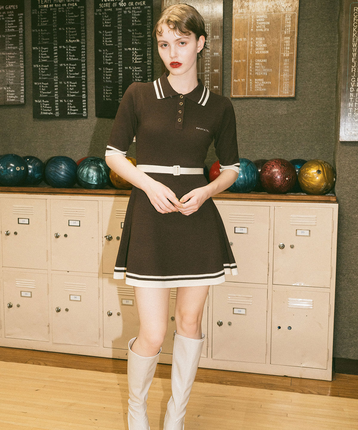 REDYAZEL「バイカラーポロニットミニワンピース」|ワンピース|