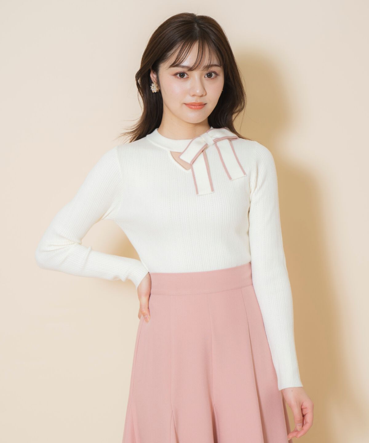 WILLSELECTION「アシメリボンプルオーバー」|ニット・セーター|