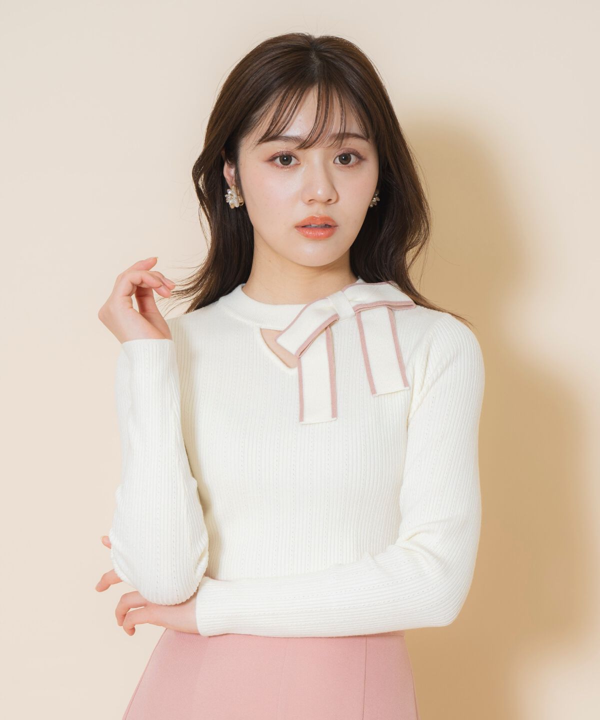 WILLSELECTION「アシメリボンプルオーバー」|ニット・セーター|