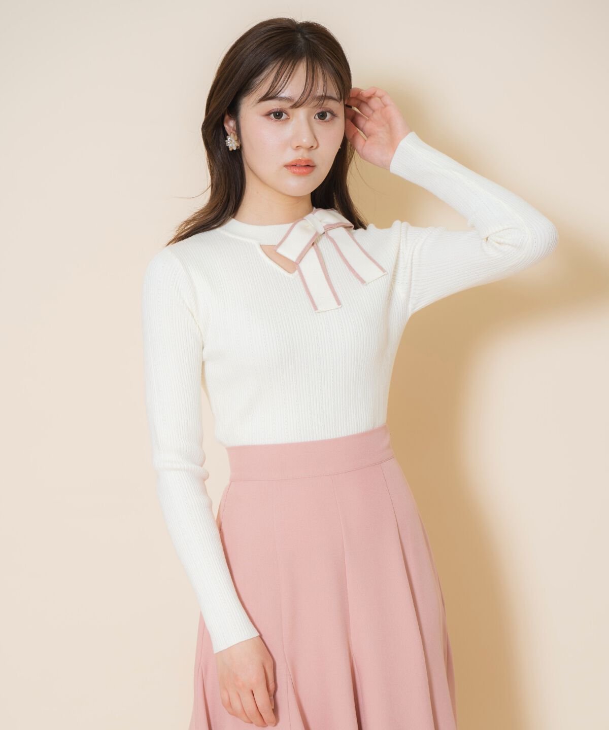 WILLSELECTION「アシメリボンプルオーバー」|ニット・セーター|