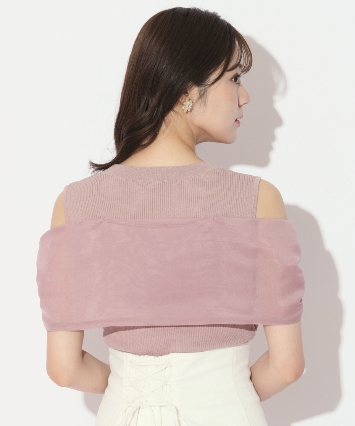 WILLSELECTION「ビジュー付きリボン風ニットプルオーバー」|ニット・セーター|