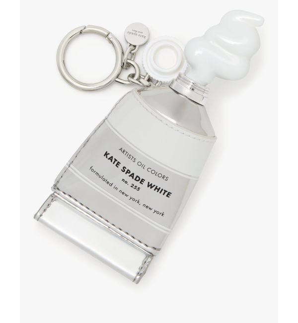 kate spade new york「スクイーズ シャイニー メタリック ペイント チューブ キー フォブ」|チャーム・キーホルダー|WHITE