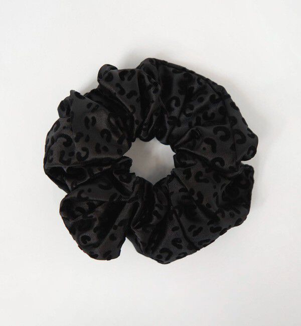 EMMEL REFINES「＜EMMEL REFINES＞EM フロッキー レオパード シュシュ」|ヘアゴム・シュシュ|BLACK
