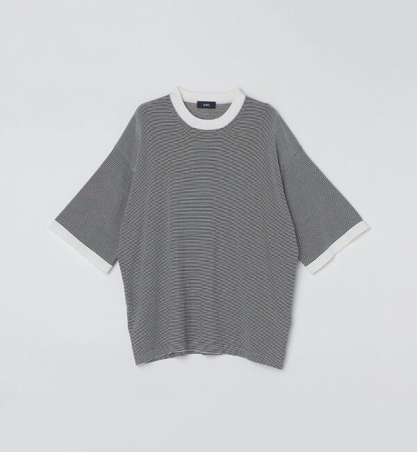 SHIPS「SHIPS: 16ゲージ コットン ボーダー ライト ニットTシャツ」|ニット・セーター|