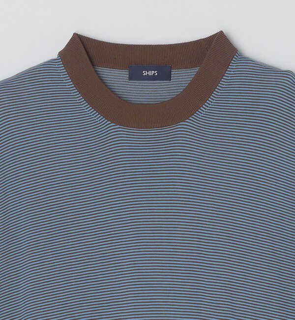 SHIPS「SHIPS: 16ゲージ コットン ボーダー ライト ニットTシャツ」|ニット・セーター|