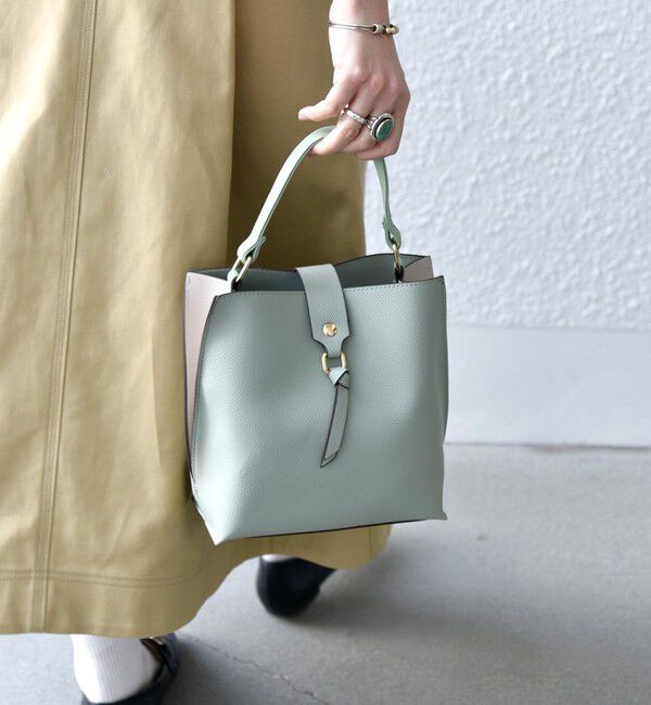 SHIPS any「SHIPS any: バイカラー2WAY スクエア ショルダー バッグ」|ショルダー・メッセンジャー|ライトグリーン