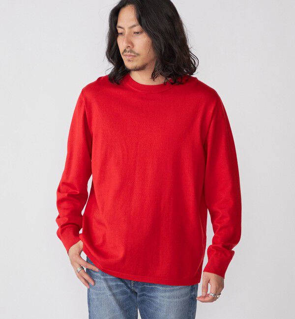 SHIPS「SHIPS: 〈洗濯機可能〉 14ゲージ テックウール クルーネック ニット」|ニット・セーター|レッド