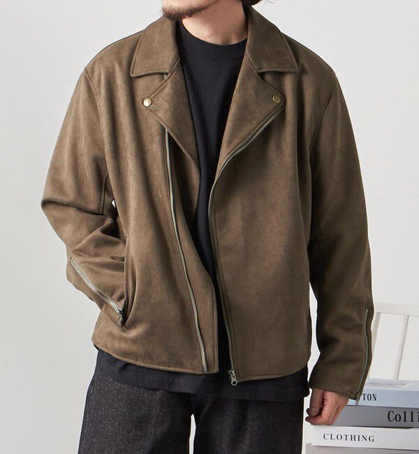 SHIPS any「SHIPS any: フェイク スエード (ポリエステル) ダブルライダース ジャケット◇」|ライダースジャケット|