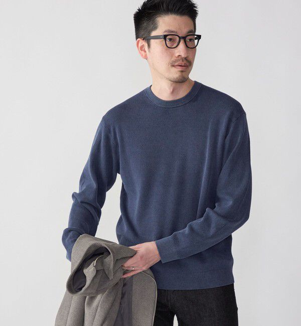 SHIPS「SHIPS: 14ゲージ 畦編み サンフェード コットン クルーネック ニット」|ニット・セーター|