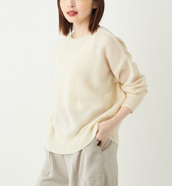 SHIPS Colors 「SHIPS Colors:〈手洗い可能〉ペーパーライク ニット プルオーバー◇」|ニット・セーター|オフホワイト