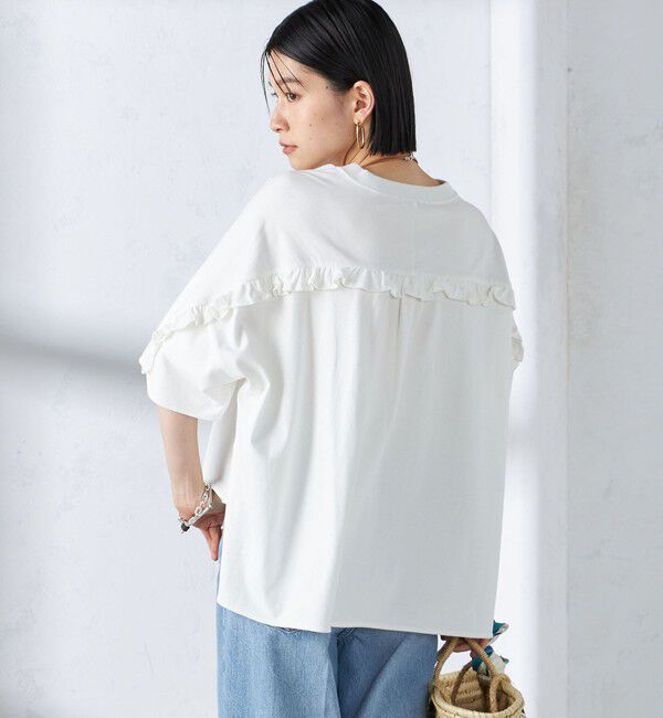 SHIPS for women「〈洗濯機可能〉バック フリル 半袖 Tシャツ」|Tシャツ・カットソー|