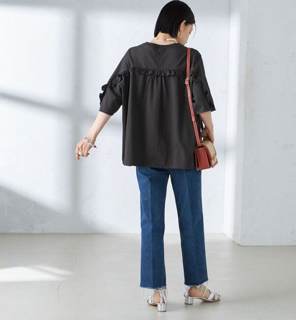 SHIPS for women「〈洗濯機可能〉バック フリル 半袖 Tシャツ」|Tシャツ・カットソー|