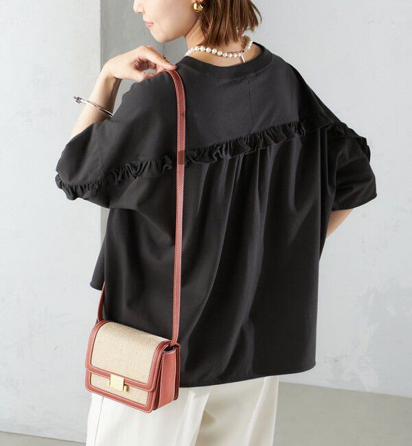 SHIPS for women「〈洗濯機可能〉バック フリル 半袖 Tシャツ」|Tシャツ・カットソー|