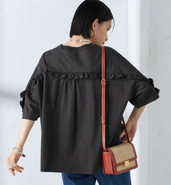 SHIPS for women「〈洗濯機可能〉バック フリル 半袖 Tシャツ」|Tシャツ・カットソー|