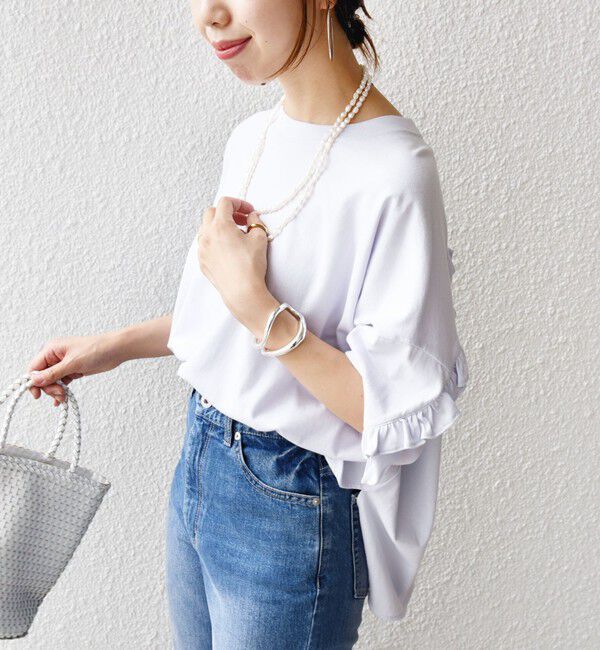 SHIPS for women「〈洗濯機可能〉バック フリル 半袖 Tシャツ」|Tシャツ・カットソー|