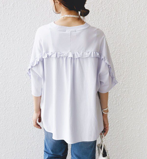 SHIPS for women「〈洗濯機可能〉バック フリル 半袖 Tシャツ」|Tシャツ・カットソー|