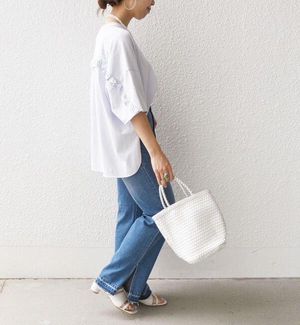 SHIPS for women「〈洗濯機可能〉バック フリル 半袖 Tシャツ」|Tシャツ・カットソー|