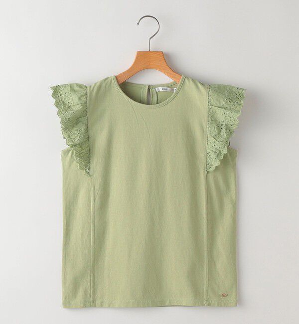 SHIPS KIDS「SHIPS KIDS:140～150cm / レース フリル 半袖 TEE」|Tシャツ・カットソー|ライトグリーン