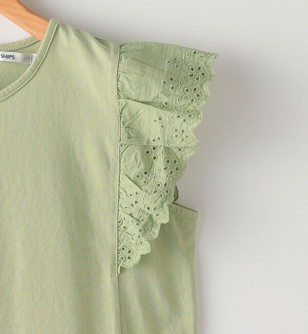 SHIPS KIDS「SHIPS KIDS:140～150cm / レース フリル 半袖 TEE」|Tシャツ・カットソー|