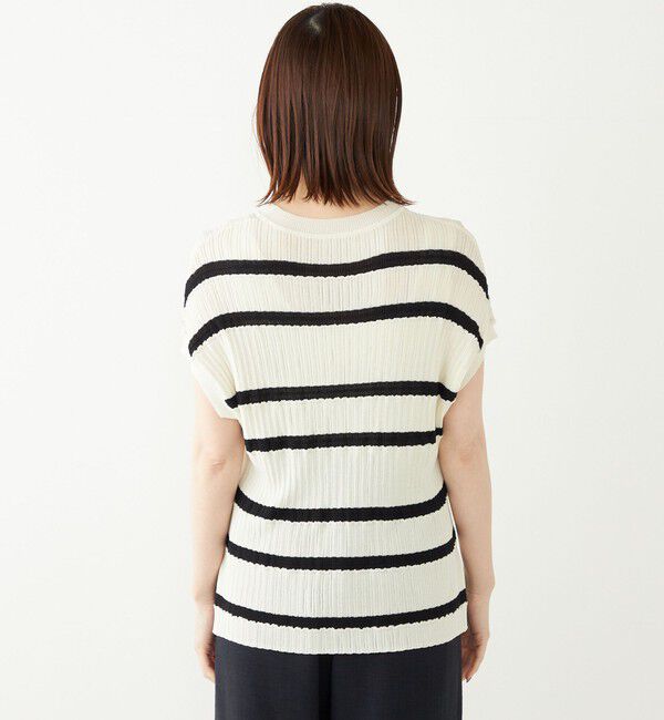 SHIPS Colors 「SHIPS Colors:〈手洗い可能〉変わり編み フレンチスリーブ ニット」|ニット・セーター|