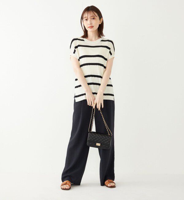 SHIPS Colors 「SHIPS Colors:〈手洗い可能〉変わり編み フレンチスリーブ ニット」|ニット・セーター|