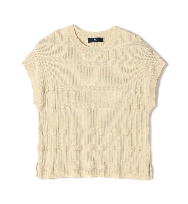 SHIPS Colors 「SHIPS Colors:〈手洗い可能〉変わり編み フレンチスリーブ ニット」|ニット・セーター|