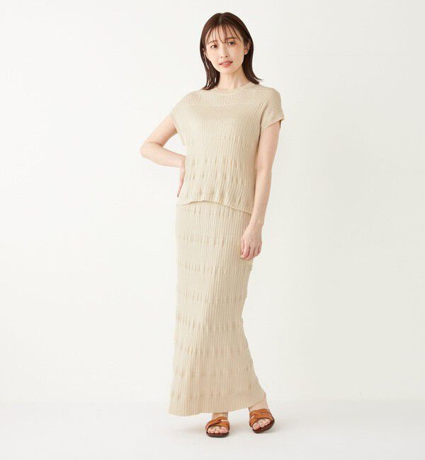 SHIPS Colors 「SHIPS Colors:〈手洗い可能〉変わり編み フレンチスリーブ ニット」|ニット・セーター|