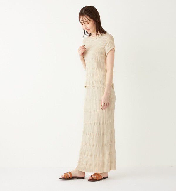 SHIPS Colors 「SHIPS Colors:〈手洗い可能〉変わり編み フレンチスリーブ ニット」|ニット・セーター|