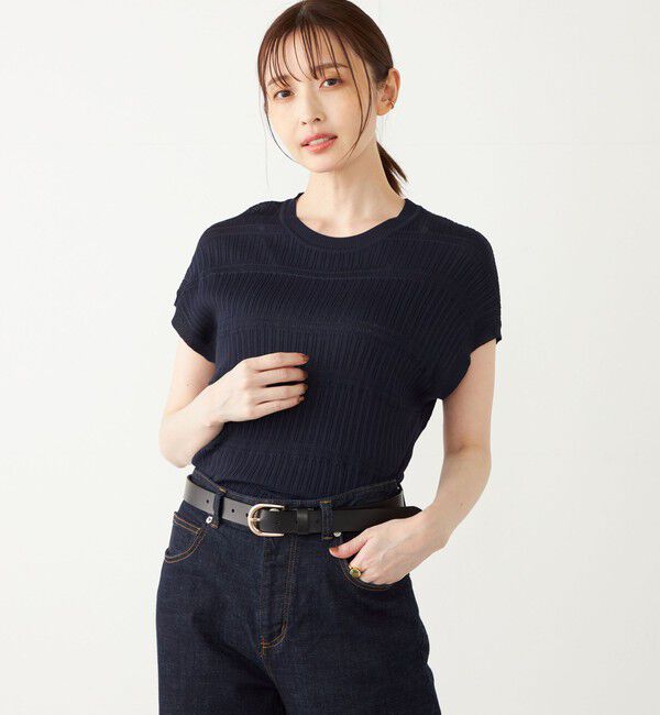 SHIPS Colors 「SHIPS Colors:〈手洗い可能〉変わり編み フレンチスリーブ ニット」|ニット・セーター|