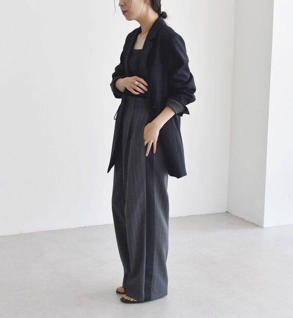 quaranciel「quaranciel:〈洗濯機可能〉サイドライン ストライプ ワイド パンツ」|スラックス|