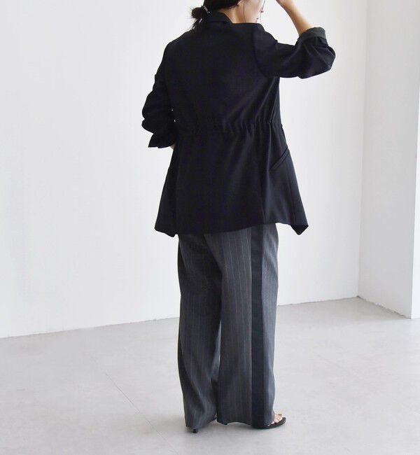 quaranciel「quaranciel:〈洗濯機可能〉サイドライン ストライプ ワイド パンツ」|スラックス|