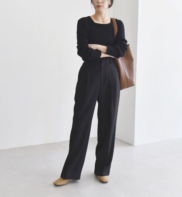 quaranciel「quaranciel:〈洗濯機可能〉サイドライン ストライプ ワイド パンツ」|スラックス|