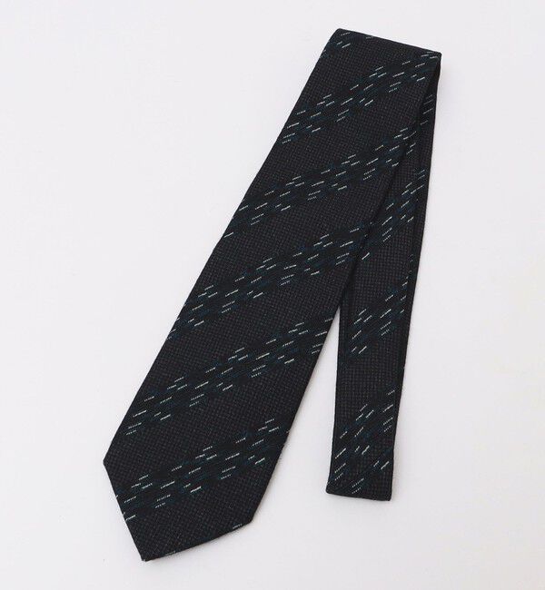 SHIPS「【SHIPS別注】Stefano Cau: ウール プリント メランジ ストライプ ネクタイ」|ネクタイ・蝶ネクタイ|ブラック
