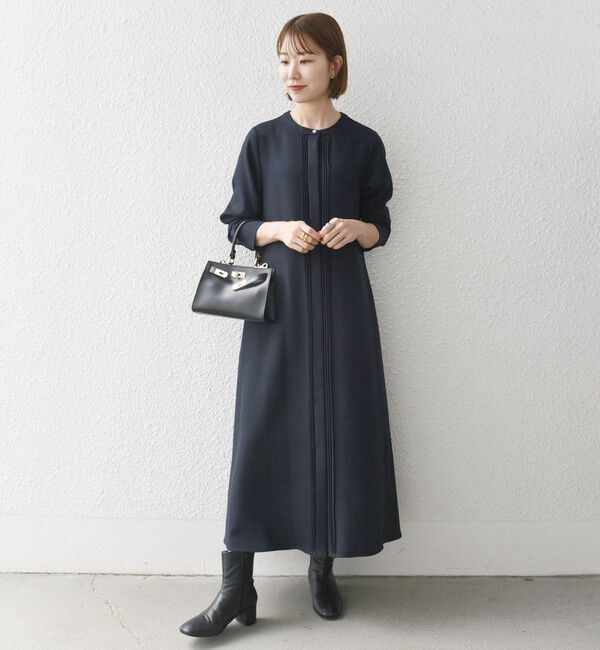 SHIPS any「SHIPS any:〈洗濯機可能〉シャーク ピンタック Aライン ワンピース」|ワンピース|