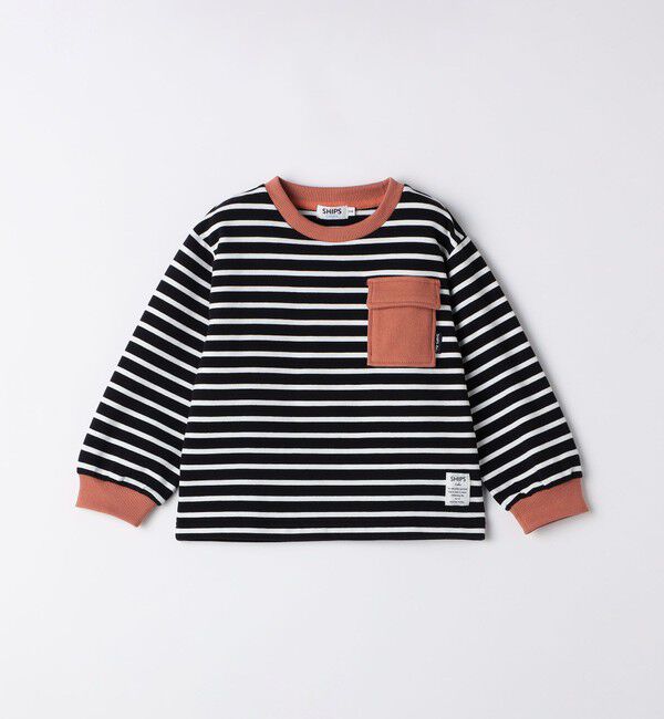 SHIPS Colors 「SHIPS Colors: 80～130cm / ミニ裏毛 ボーダー ポケット トップス」|Tシャツ・カットソー|