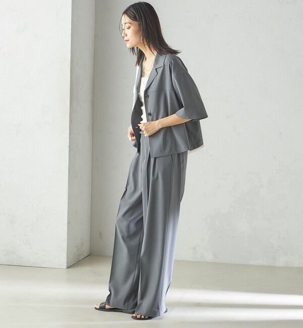 SHIPS for women「〈手洗い可能〉セミ ワイド イージー スラックス」|スラックス|