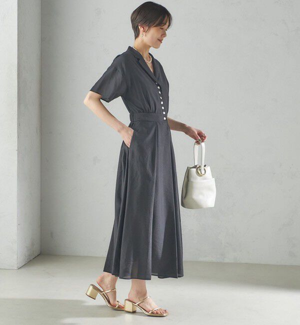 SHIPS for women「〈手洗い可能〉フロント ボタン 半袖 シャツ ワンピース」|ワンピース|