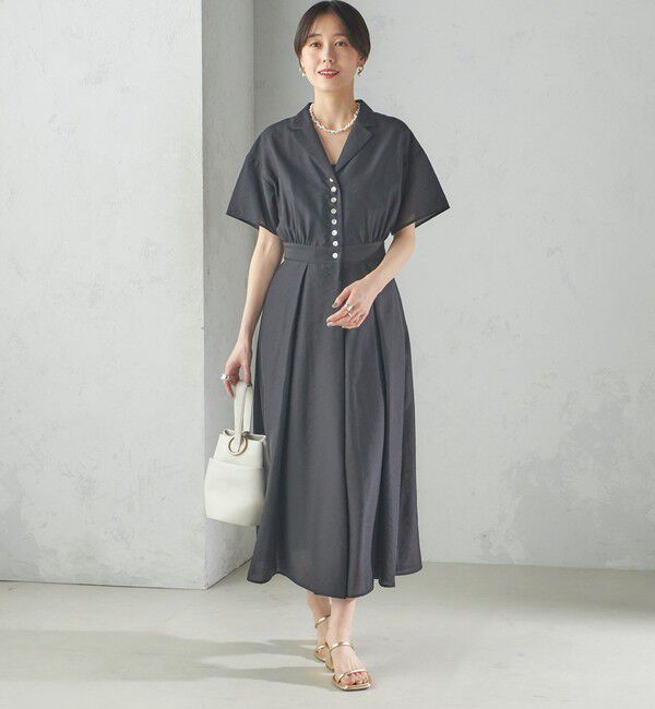 SHIPS for women「〈手洗い可能〉フロント ボタン 半袖 シャツ ワンピース」|ワンピース|