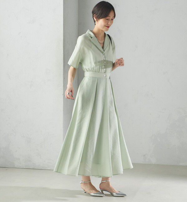 SHIPS for women「〈手洗い可能〉フロント ボタン 半袖 シャツ ワンピース」|ワンピース|