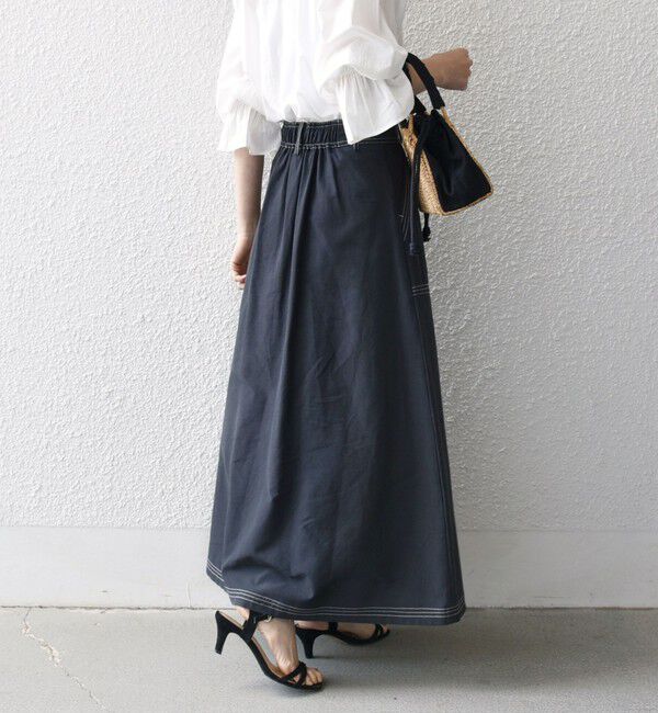 SHIPS any「SHIPS any:〈洗濯機可能〉オックス ステッチ フレア ロング スカート」|フレア|