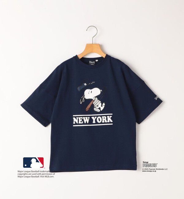 SHIPS KIDS「SHIPS KIDS:130～170cm / PEANUTS&times;MLB プリント Tシャツ」|Tシャツ・カットソー|ネイビー