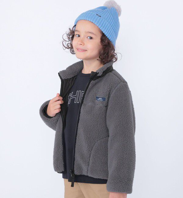 SHIPS KIDS「SHIPS KIDS:100～130cm/〈洗濯機可能〉ボア リバーシブル ジャケット」|ブルゾン・スタジャン|グレー系