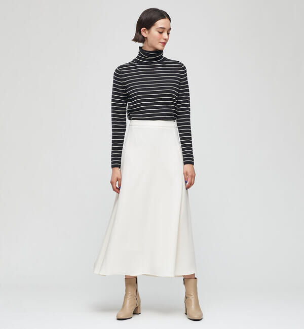 DES PRES「トリアセテートポリエステルダブルクロス フレアロングスカート」|フレア|