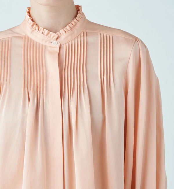 Ballsey「コットンシルクサテン ピンタックギャザーブラウス」|シャツ・ブラウス|
