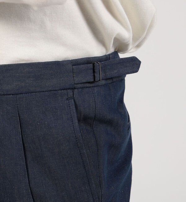 TOMORROWLAND MENS「コットンリネンデニム 2プリーツグルカスラックス」|スラックス|