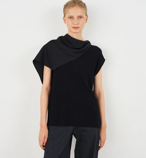 DES PRES「ファブリックコンビニット スカーフプルオーバー」|ニット・セーター|