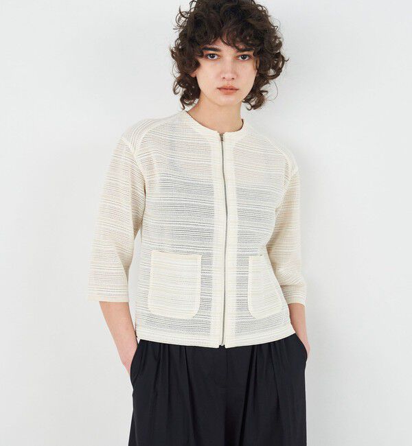 DES PRES「ミックスヤーンイタリー ジップアップジャケット」|ノーカラージャケット|