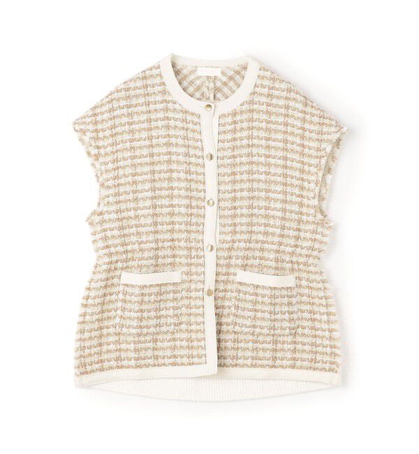 Ballsey「ニットコンビツイード フレンチスリーブジレ」|ベスト・ジレ|44 ベージュ系