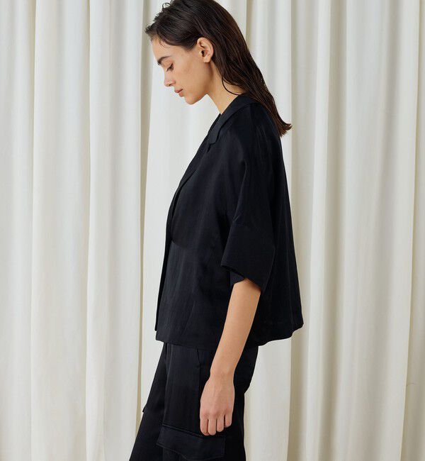 DES PRES「ソフトサテン ハーフスリーブジャケット」|テーラードジャケット|