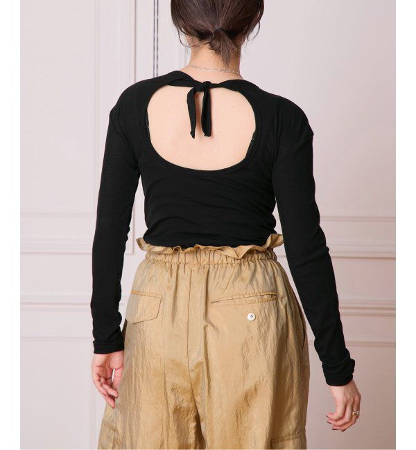 IENA LA BOUCLE「babaco/ババコ Twisted cotton back tied ロングスリーブプルオーバー BA01-CR25」|Tシャツ・カットソー|